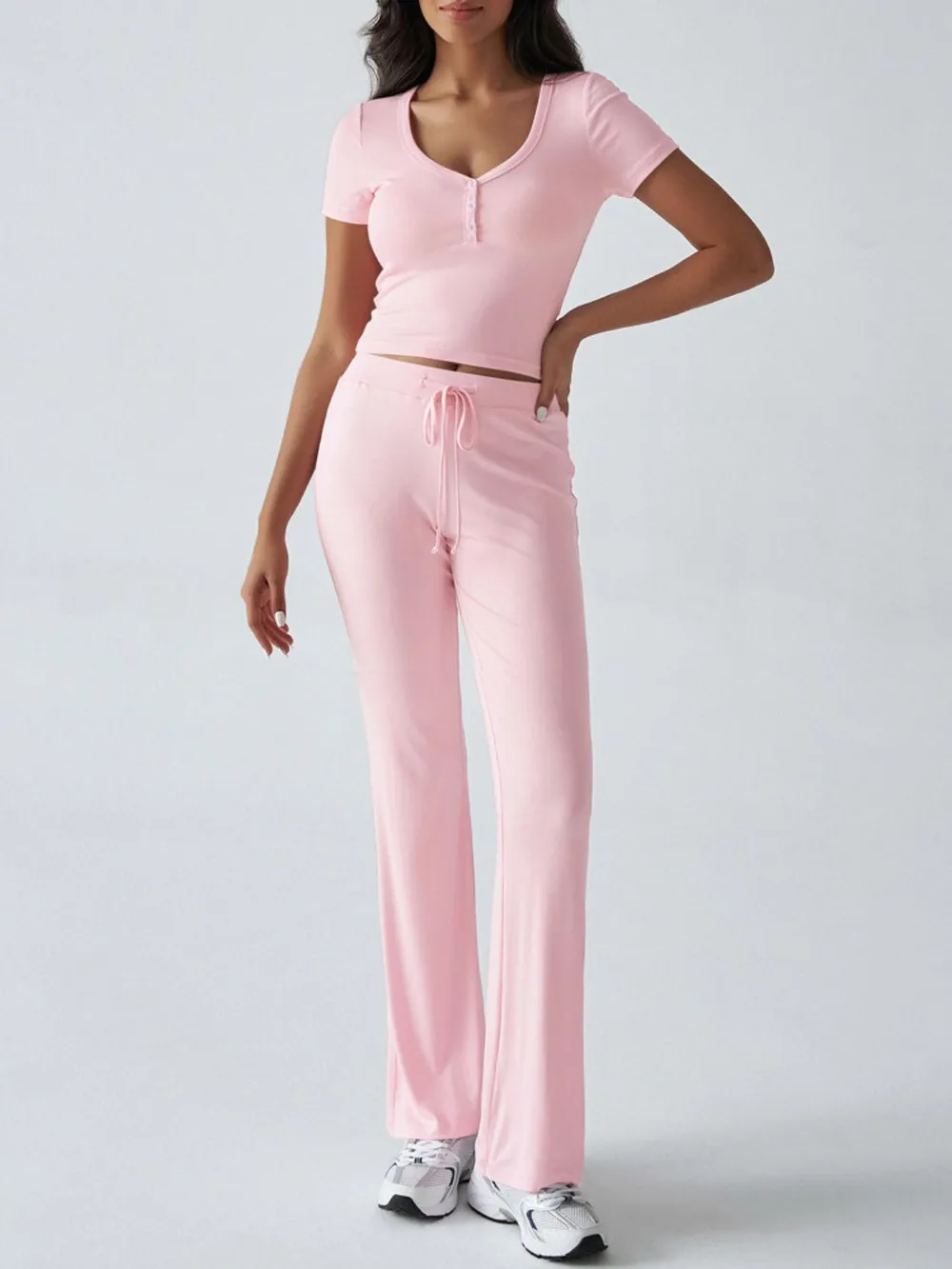Short Sleeve Top and Drawstring Pants Set, image 8