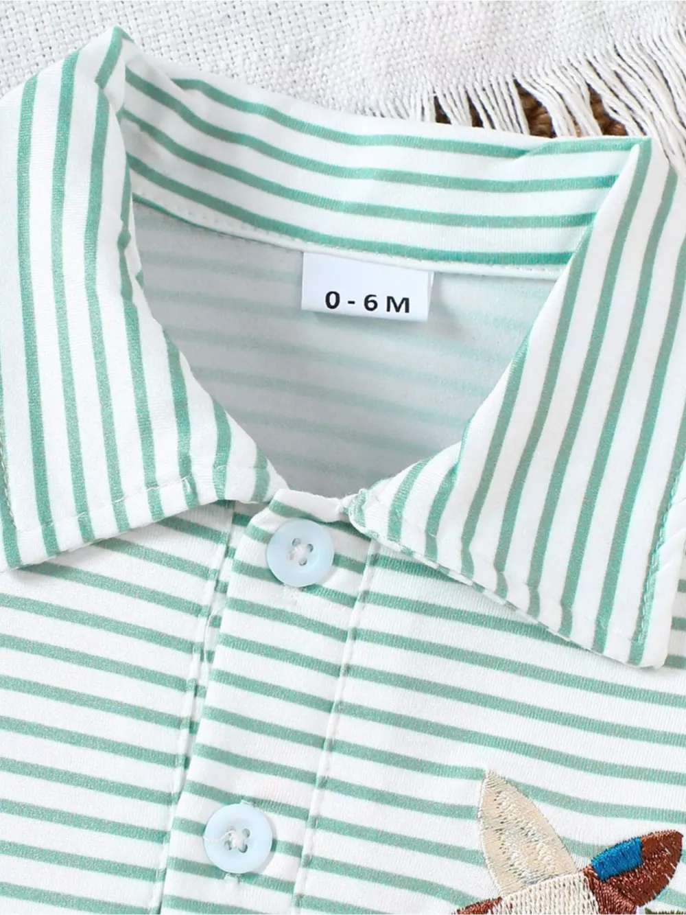 Children's Striped Embroidered Duck Polo, image 3