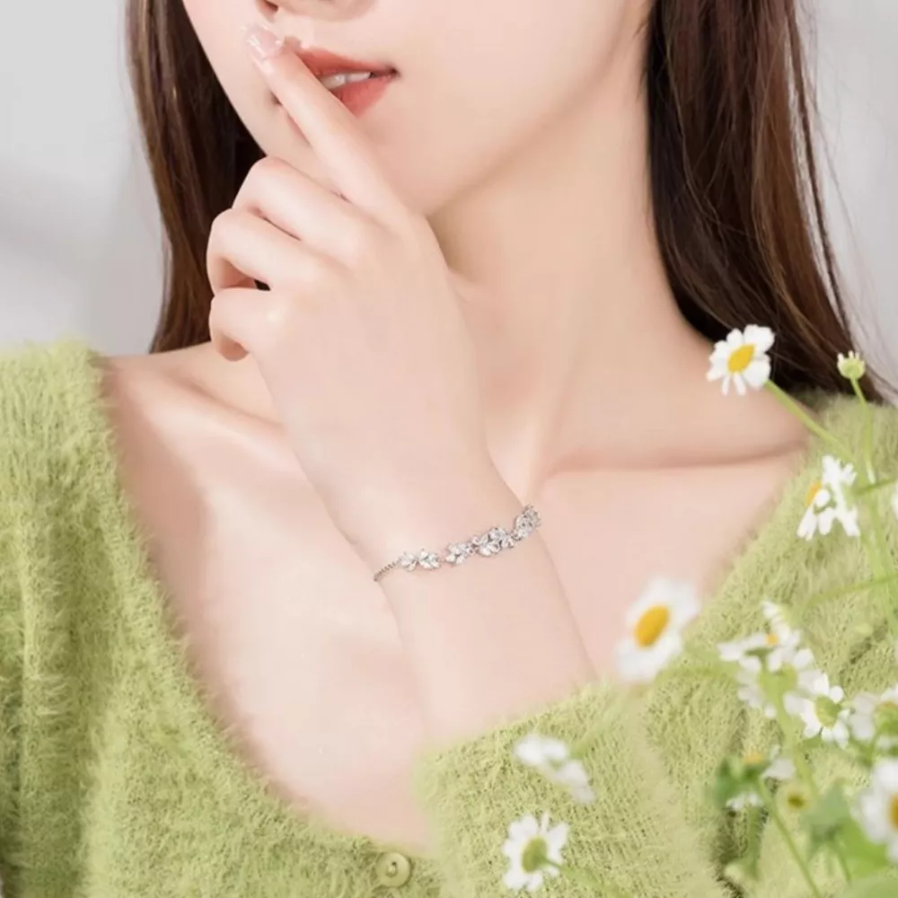 925 Sterling Silver Zircon Wisteria Bracelet, image 3