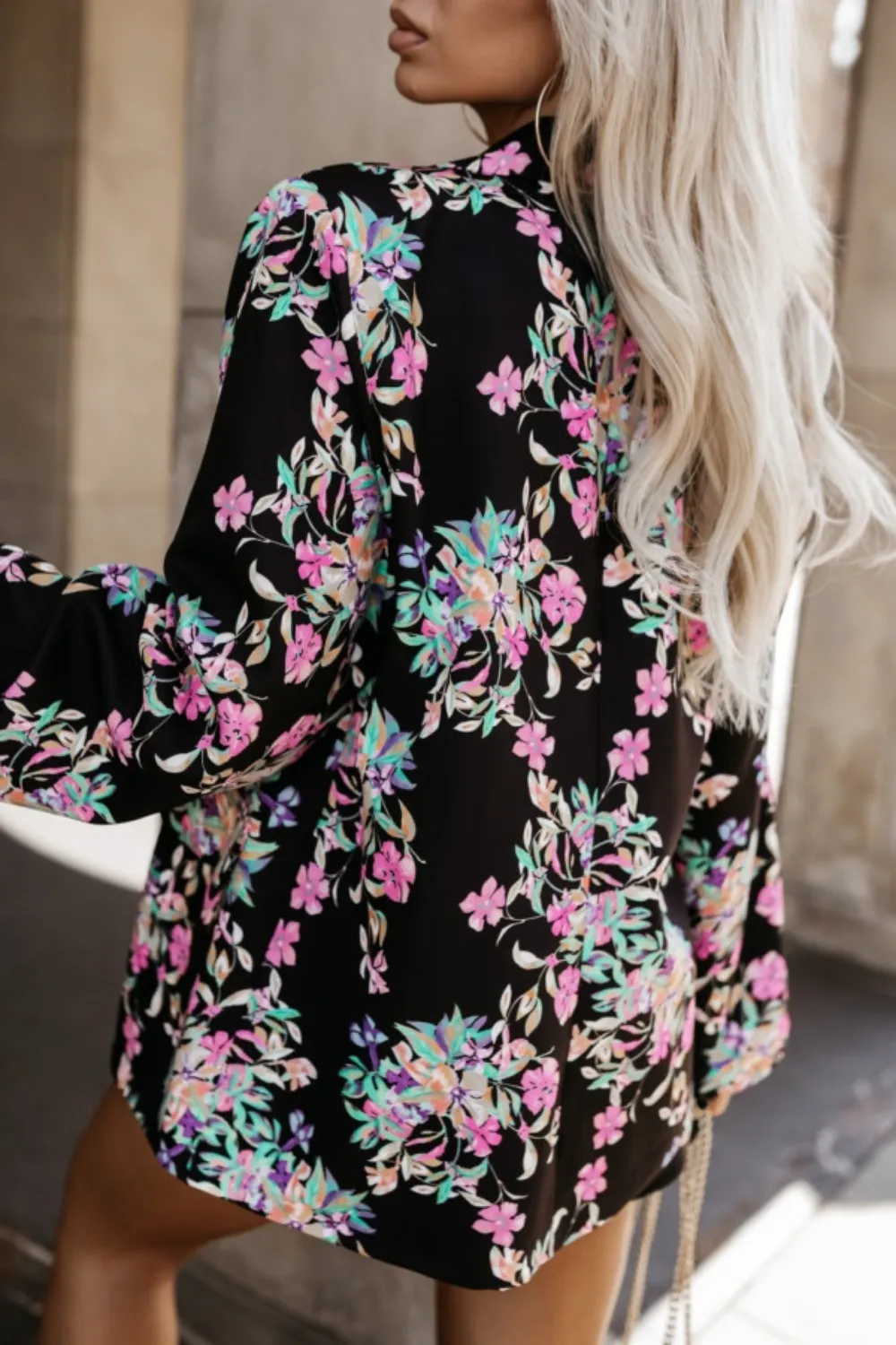 Tied Printed Collared Neck Long Sleeve Jacket, image 5