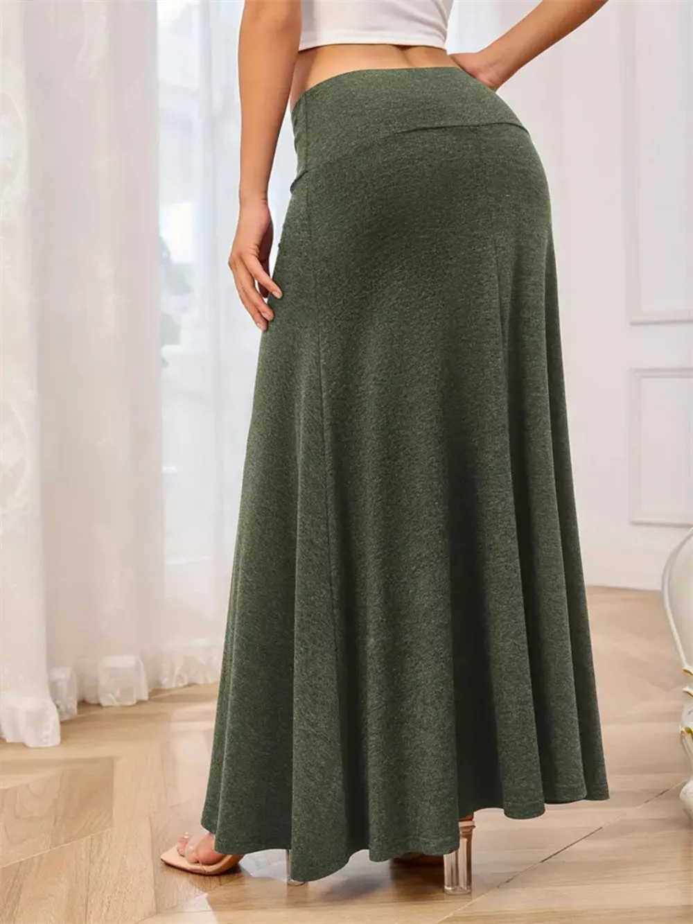 Flowy Maxi Skirt with Wide Waistband, image 9
