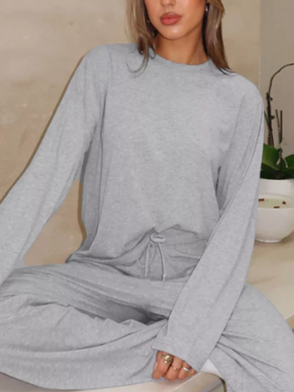Relaxed Fit Long Sleeve Top and Pants Set, image 19