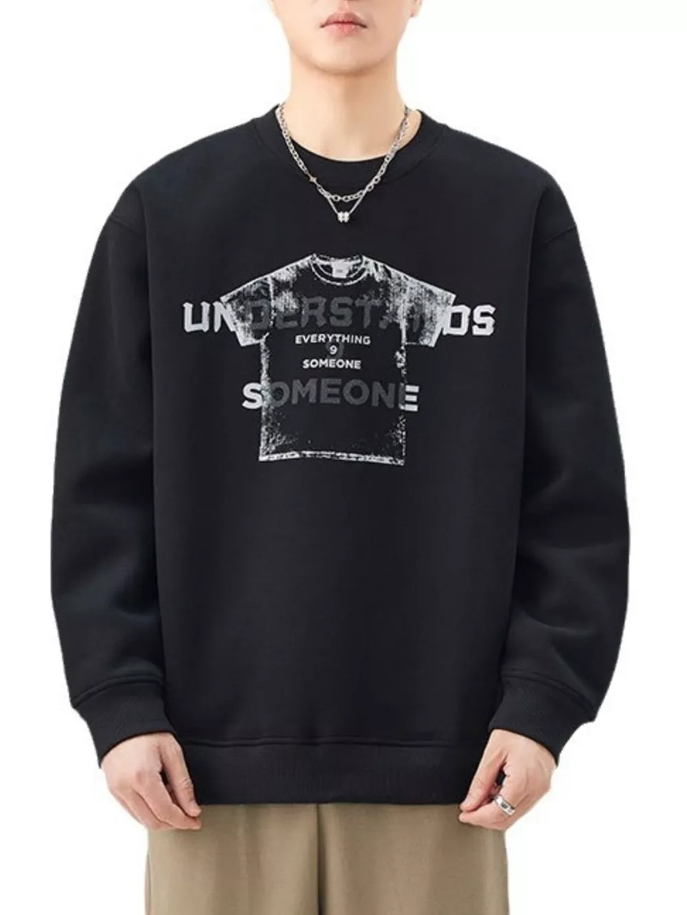 Men's Plus Size Graphic Crew Neck Sweatshirt, image 5