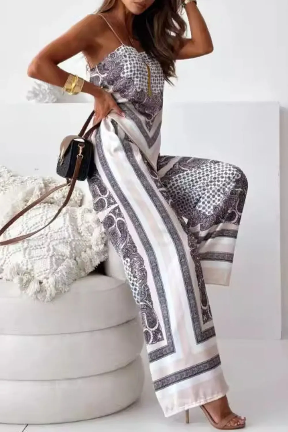 Printed Cami and Wide Leg Pants Set, image 8
