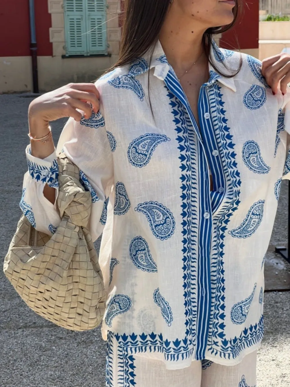 Button Up Printed Shirt and Pants Set, image 3