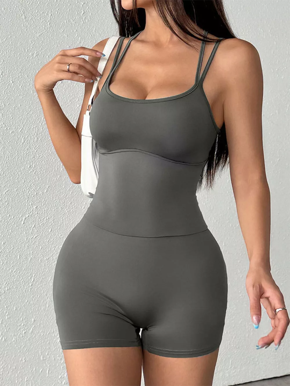 Double Spaghetti Strap Active Romper, image 7