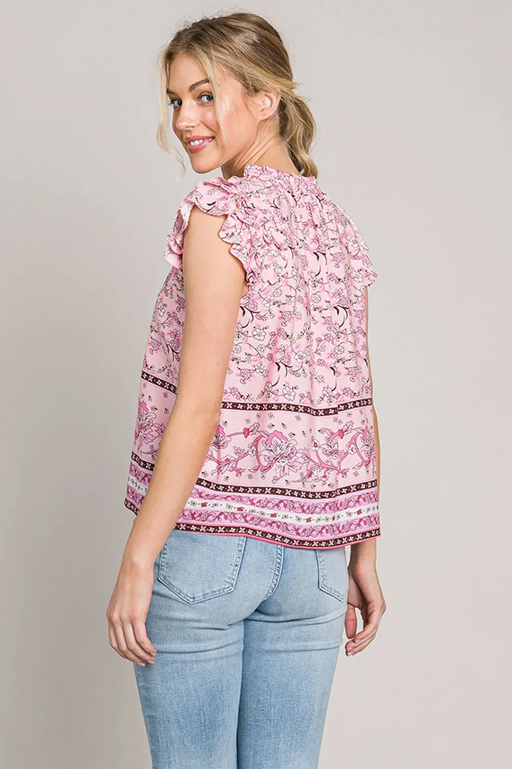 Cotton Bleu by Nu Lab Print Ruffle Sleeve Detail Blouse, image 2