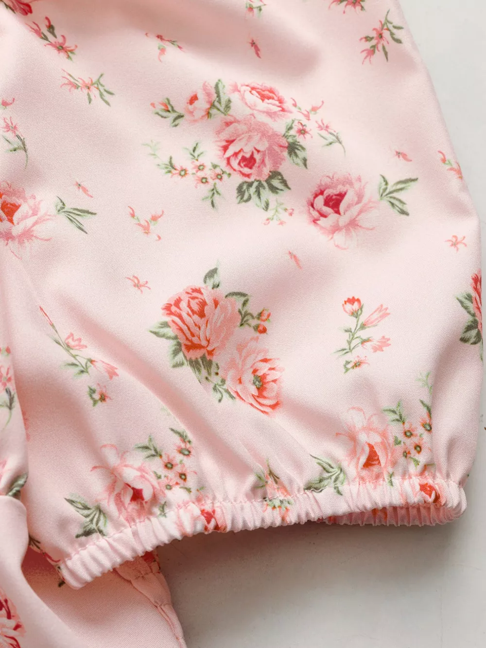Floral Print Tie Front Puff Sleeve Blouse, image 6