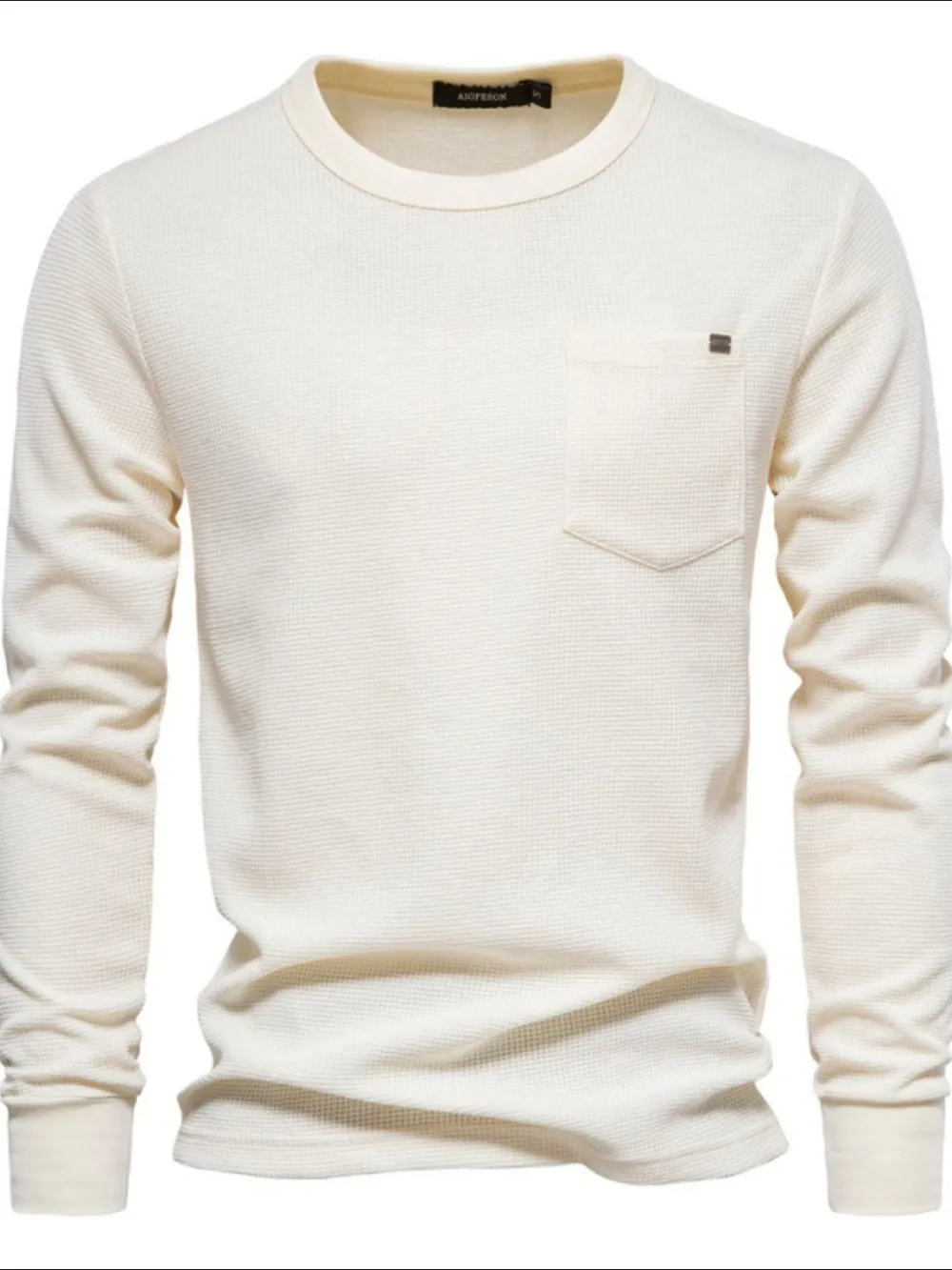 Men's Waffle-Knit Round Neck T-Shirt, image 5