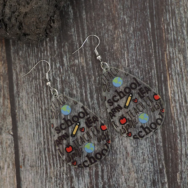Acrylic Letter Teardrop Shape Earrings, image 3