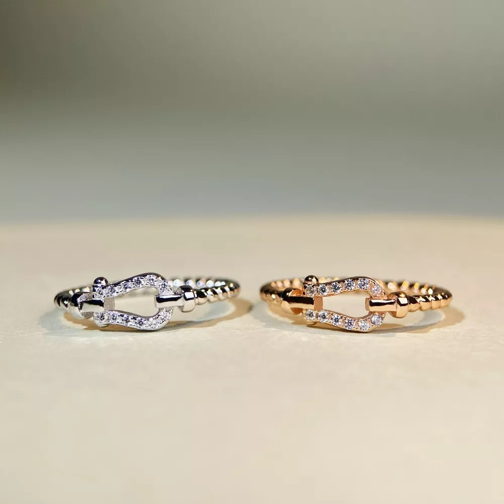 925 Sterling Silver Zircon Horseshoe Shaped Ring, image 2