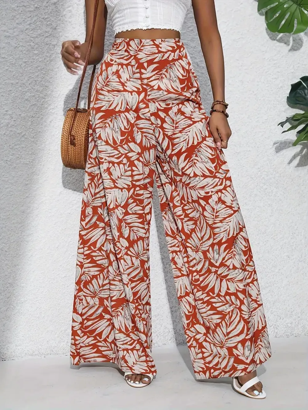 Printed High Waist Wide Leg Pants, image 17