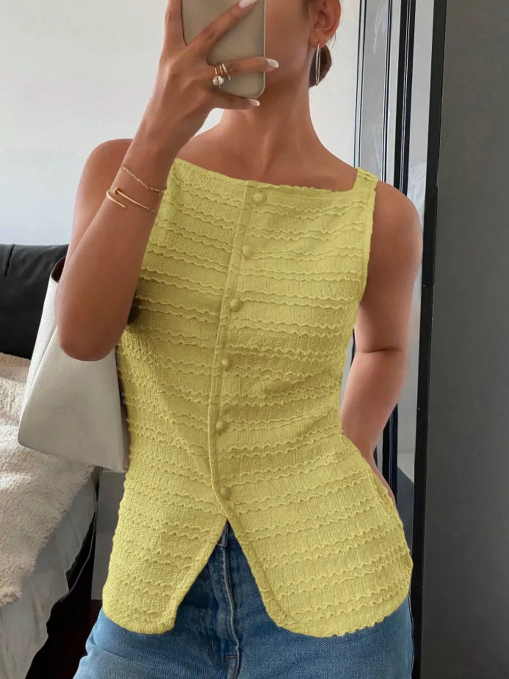 Textured Button-Front Tank, image 22