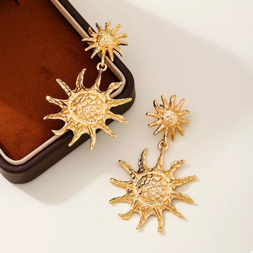 18K Gold-Plated Sun Burst Drop Earrings, image 5