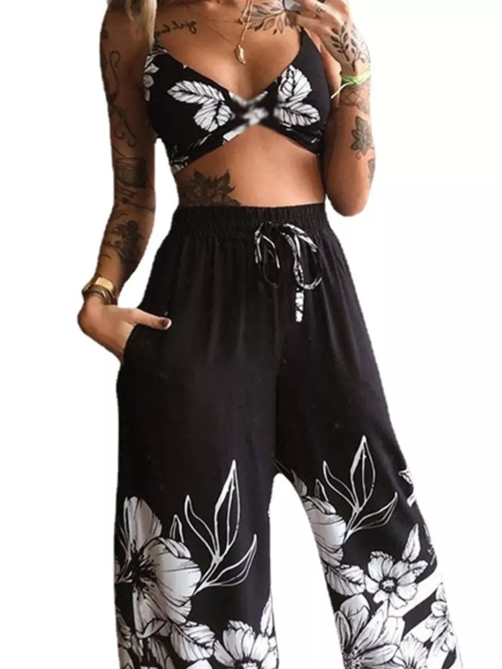 Boho Butterfly Print Top and Pants Set, image 8