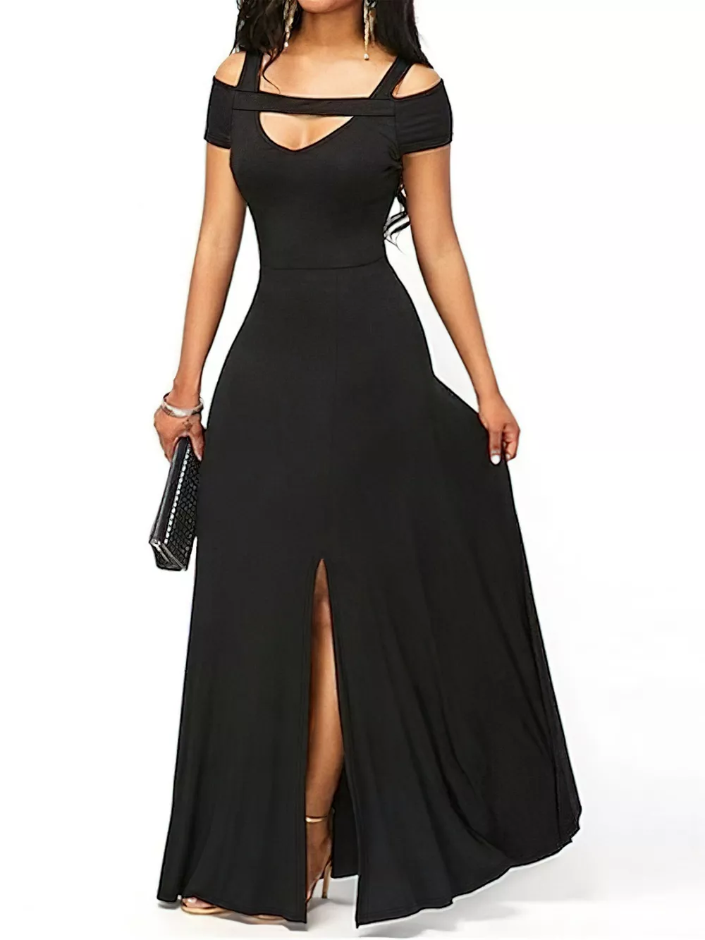 Elegant Off-Shoulder Slit Maxi Dress, image 19