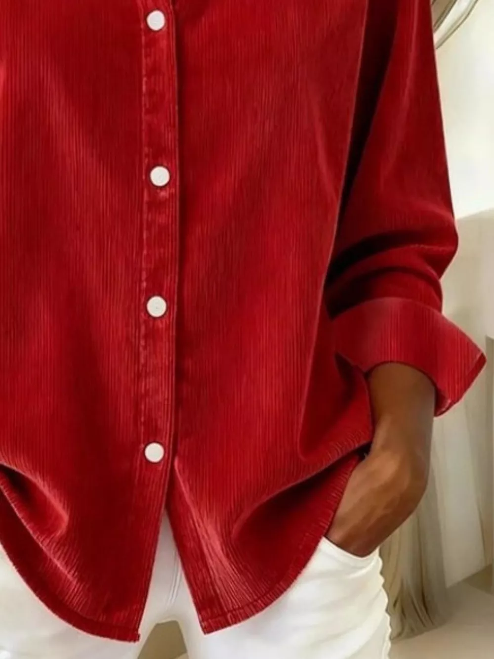 Full Size Corduroy Button-Down Shirt Plus Size, image 9
