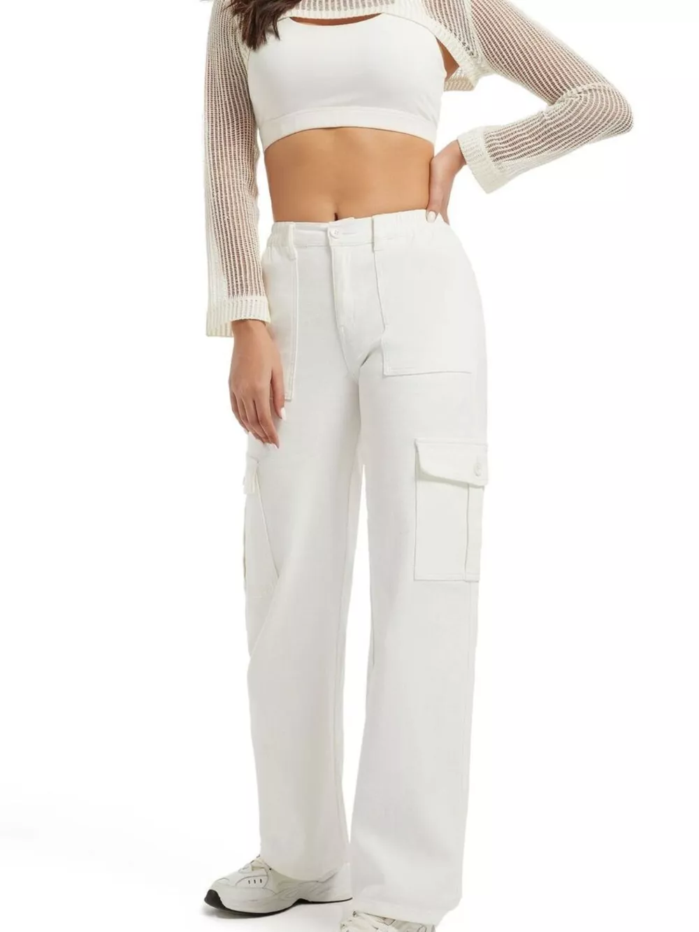 High-Waisted Cargo Jeans, image 3