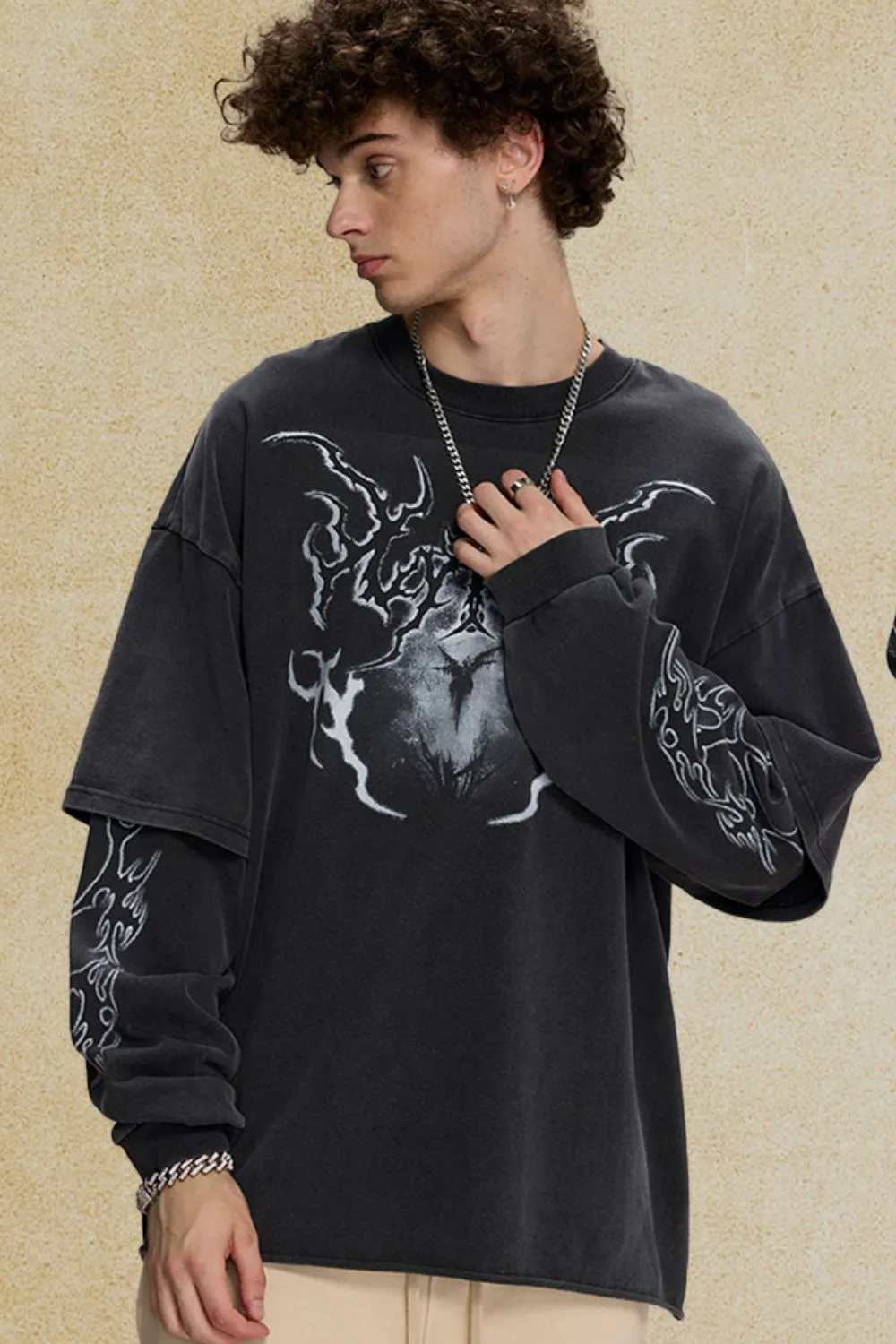 Men's Round Neck Graphic T-Shirt, image 2