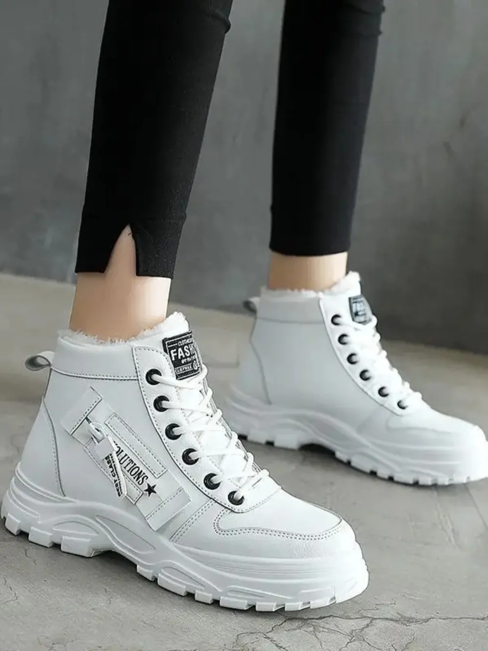 Decorative Zipper Round Toe Platform Boots, image 5