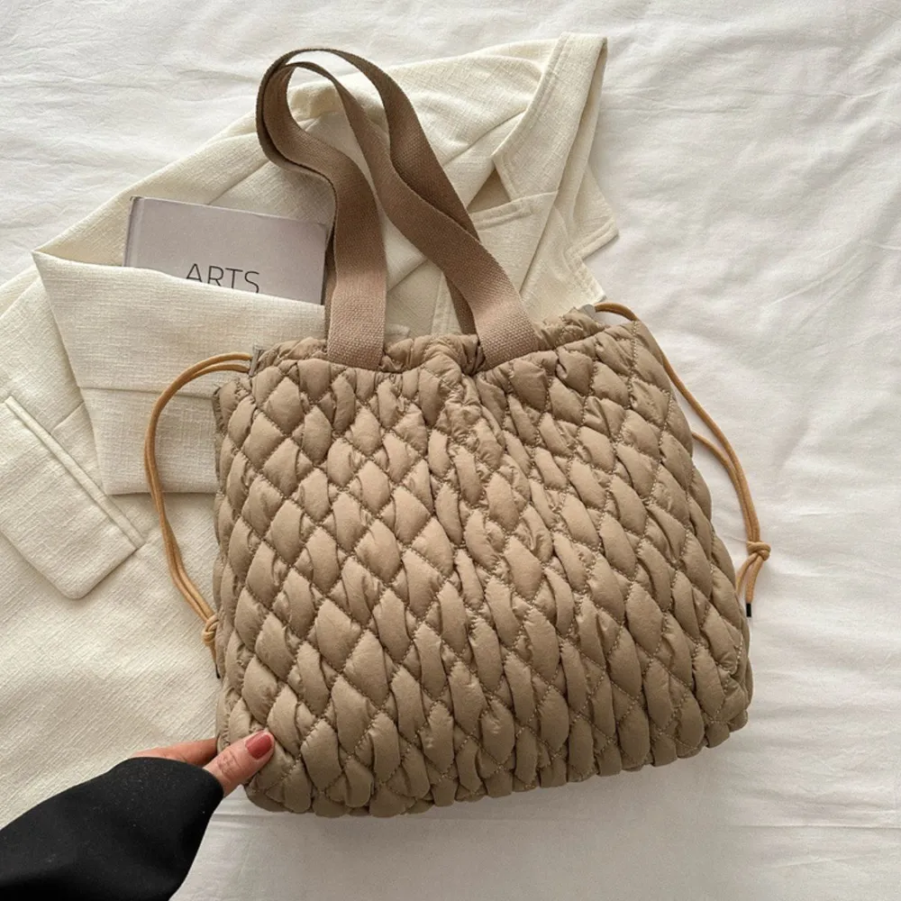 Drawstring Bubble Texture Tote Bag, image 4