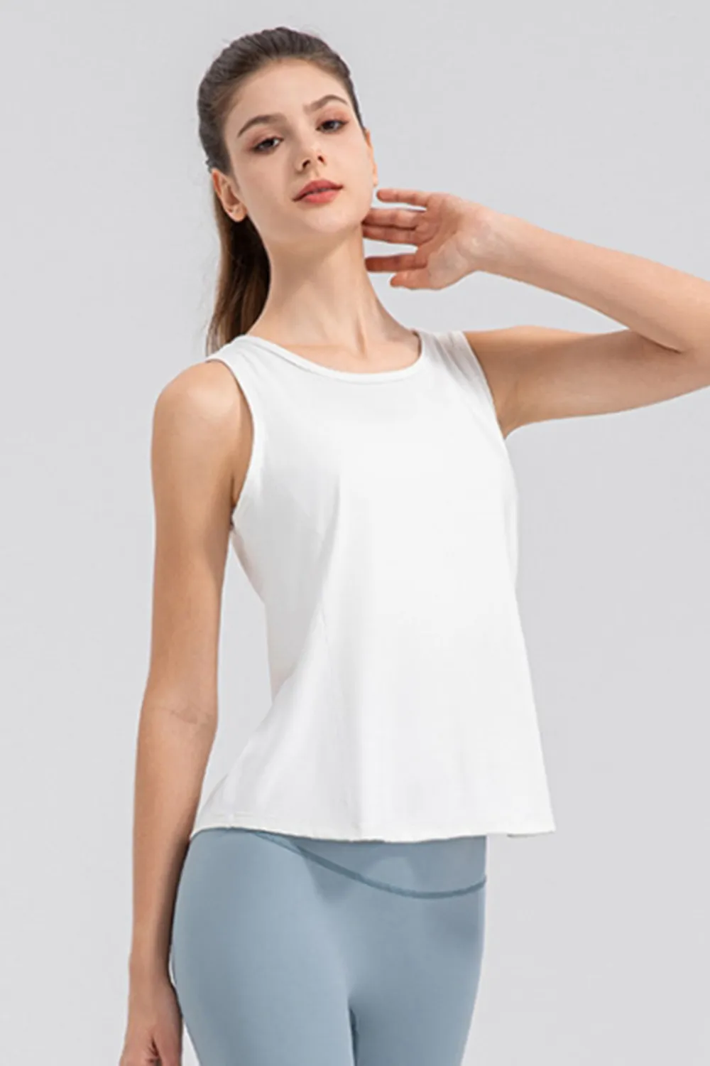Wide Strap Round Neck Active Tank, image 12