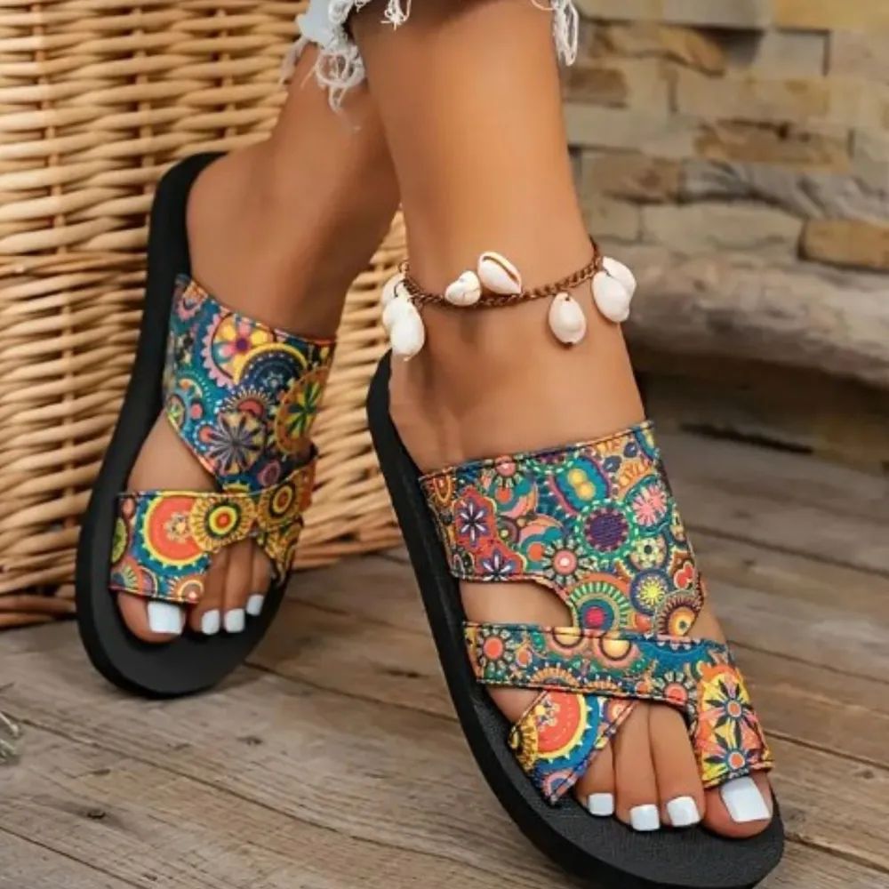 Bohemian Patterned Cutout Sandals, image 3