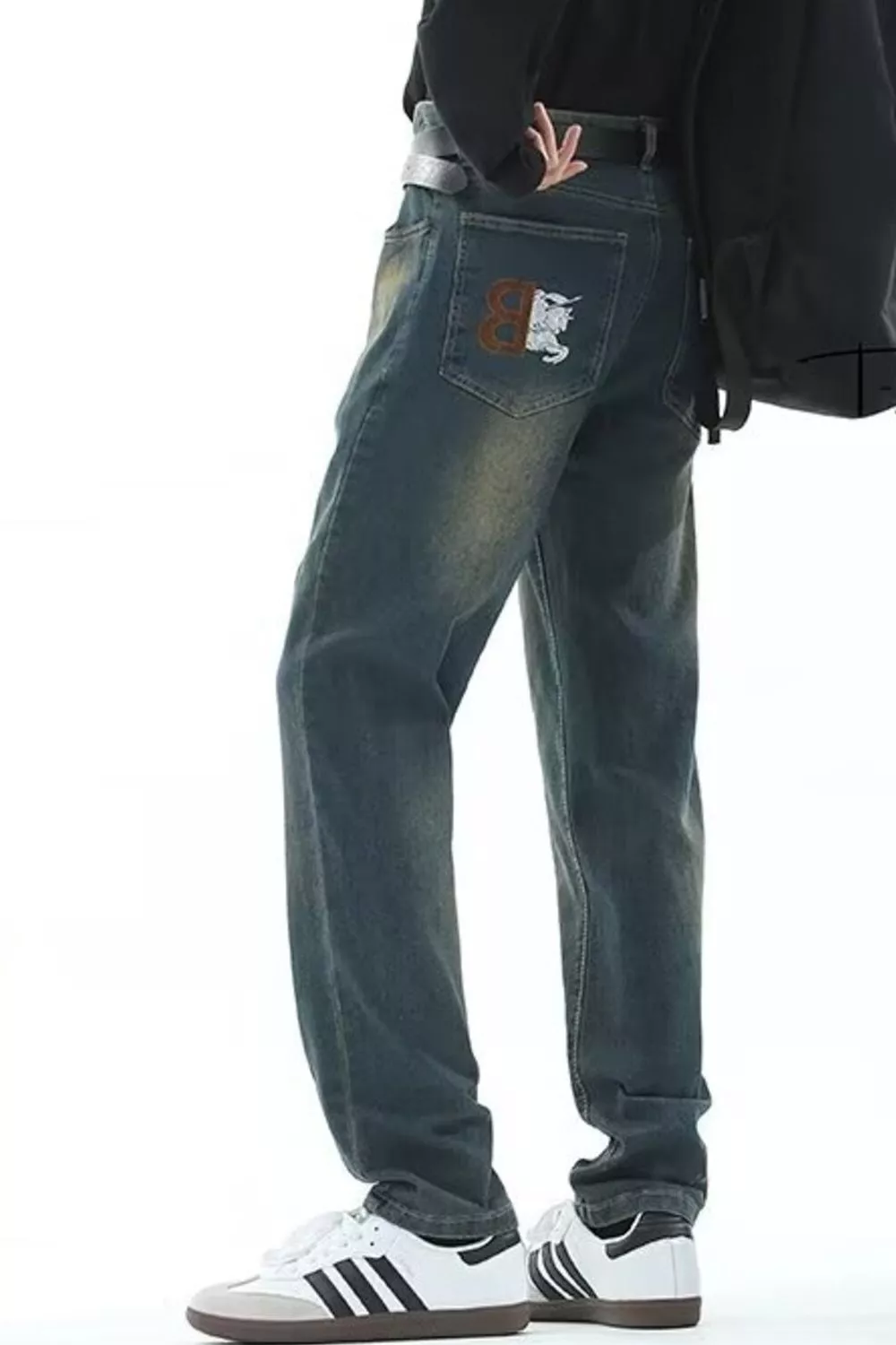 Men's Full Size Vintage Wash Straight Leg Jeans Plus Size, image 3