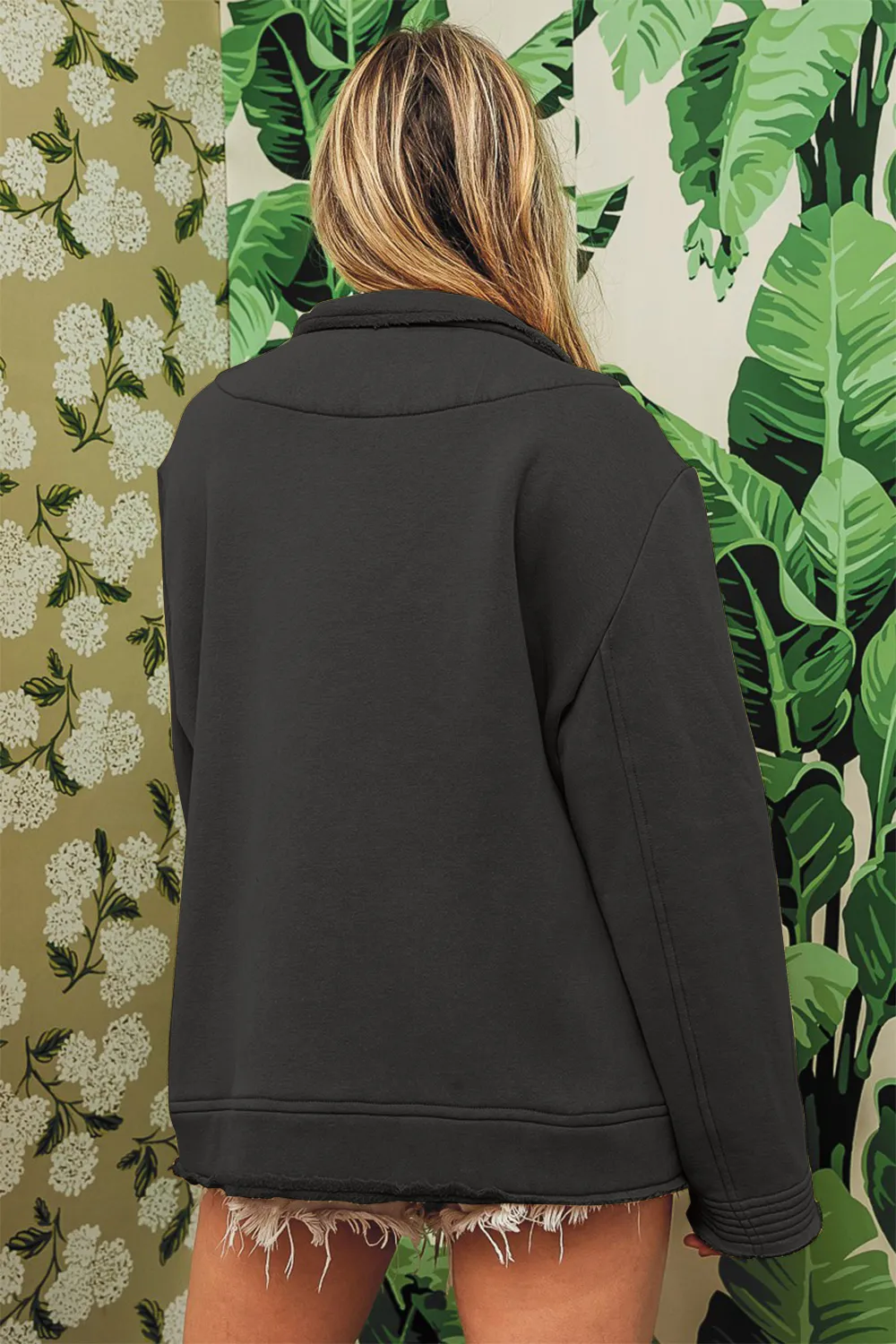 Single-Breasted Washed Fleece Jacket, image 3