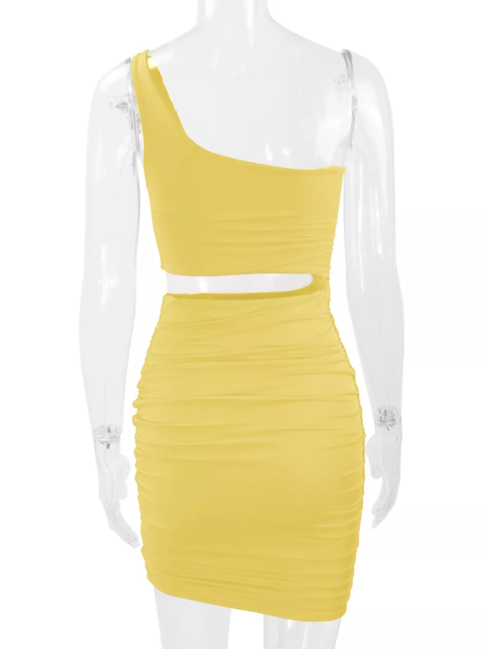 One-Shoulder Cutout Ruched Bodycon Mini Dress, image 20