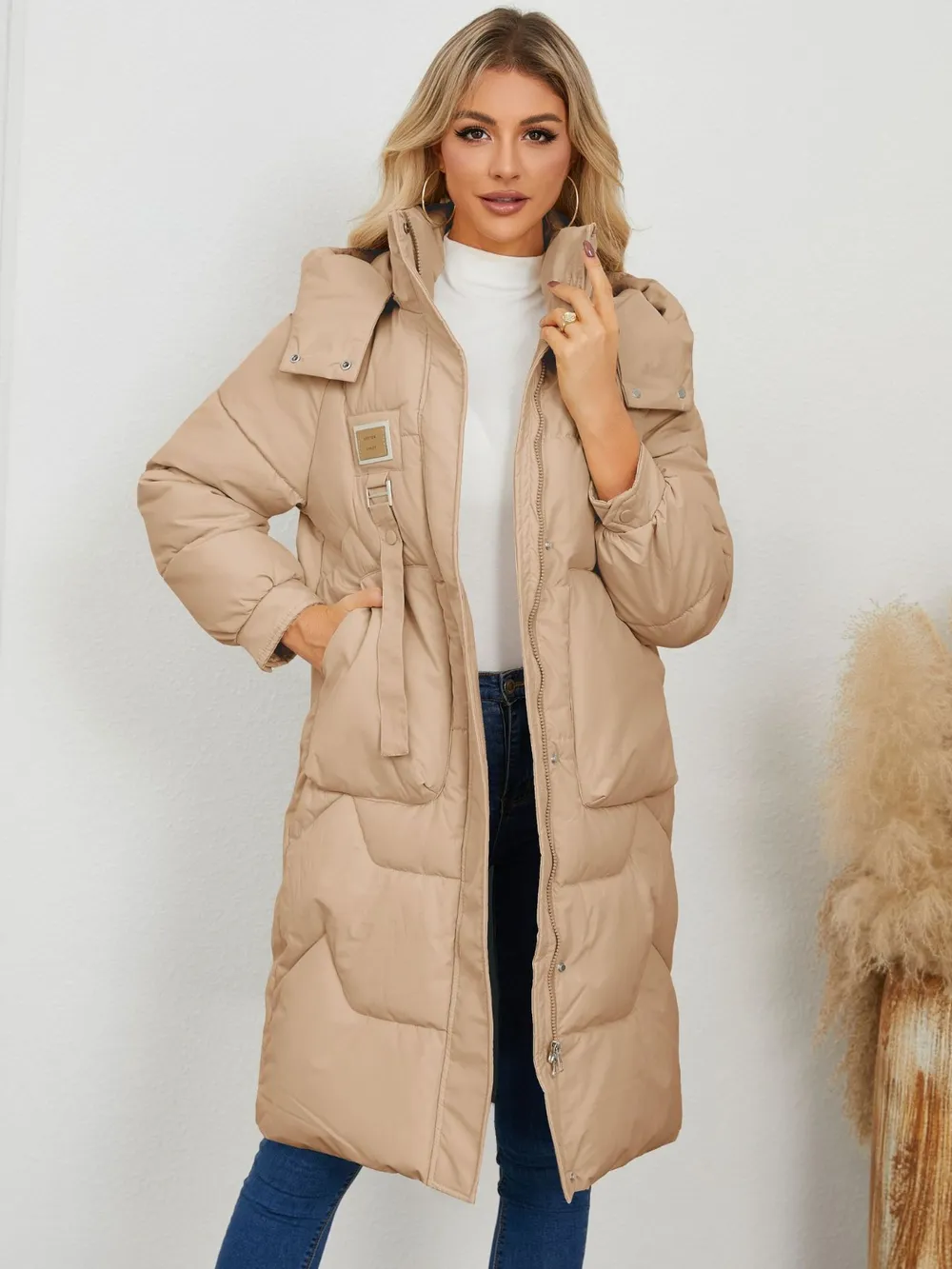 Long Sleeve Longline Hooded Winter Coat, image 13