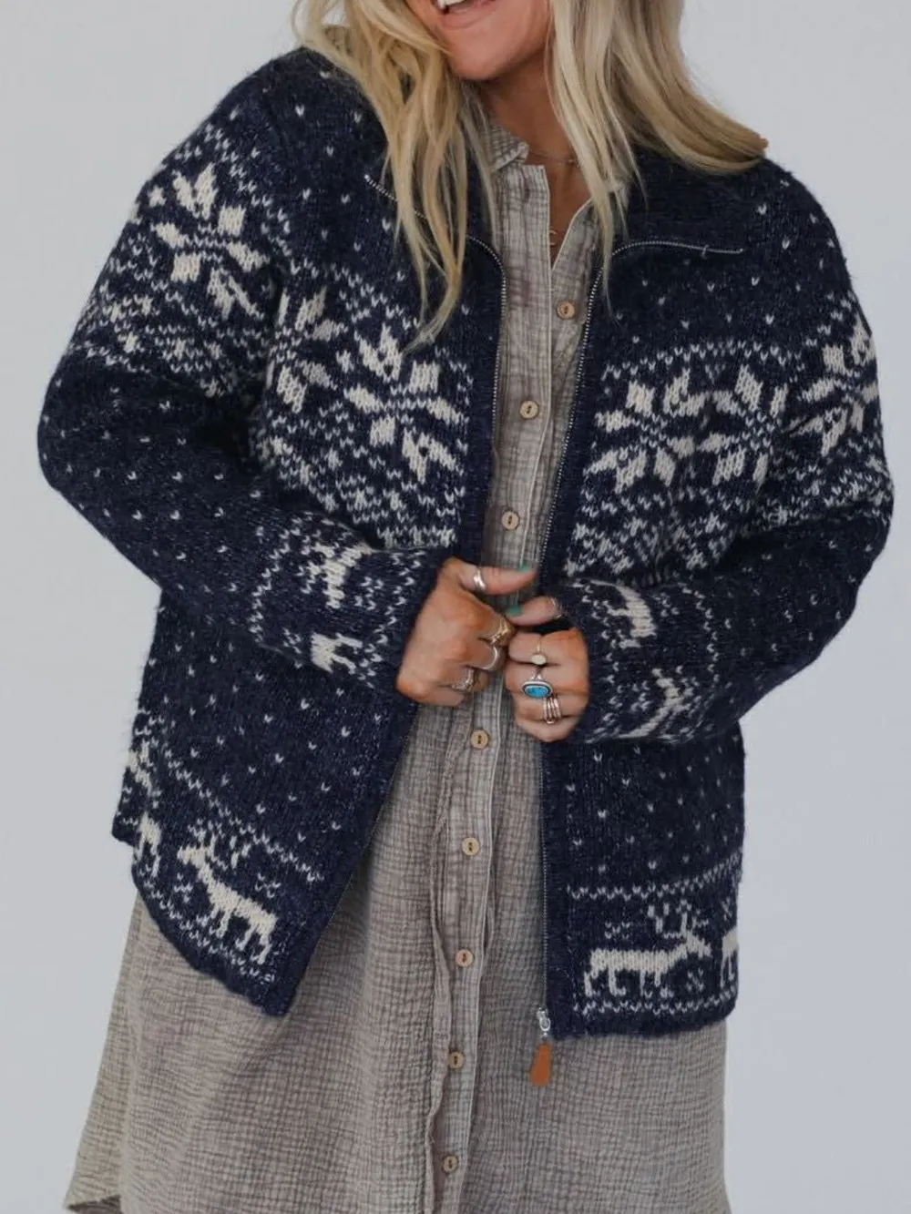 Zip Up Long Sleeve Cardigan, image 4