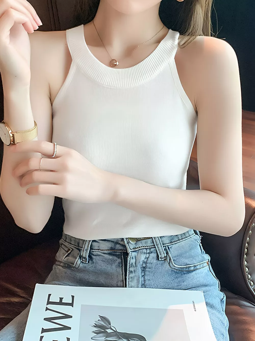 Ribbed Knit Cami Top, image 6