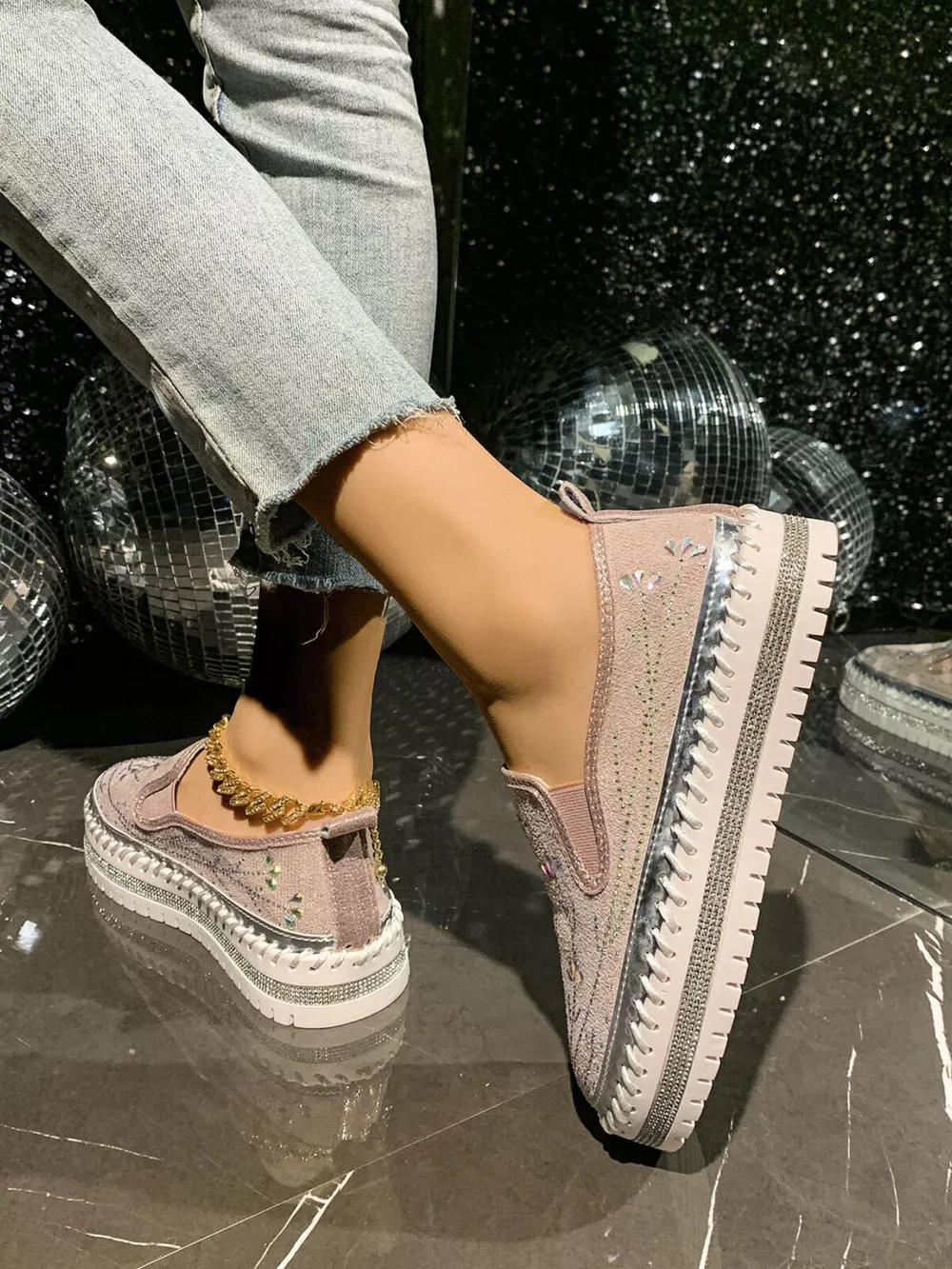 Rhinestone Embellished Platform Loafers, image 4