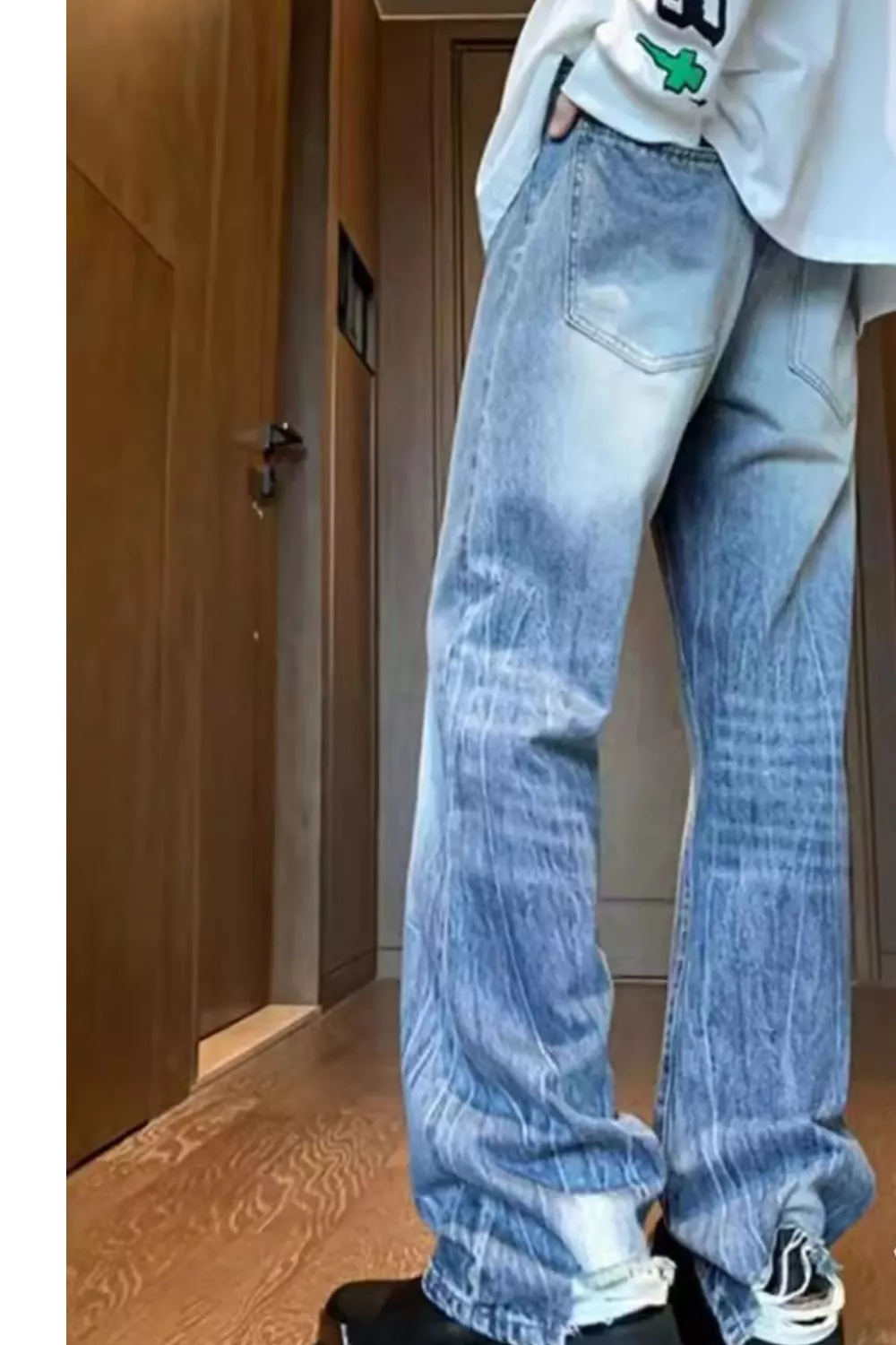 Men's Full Size Vintage Wash Wide Leg Jeans Plus Size, image 3