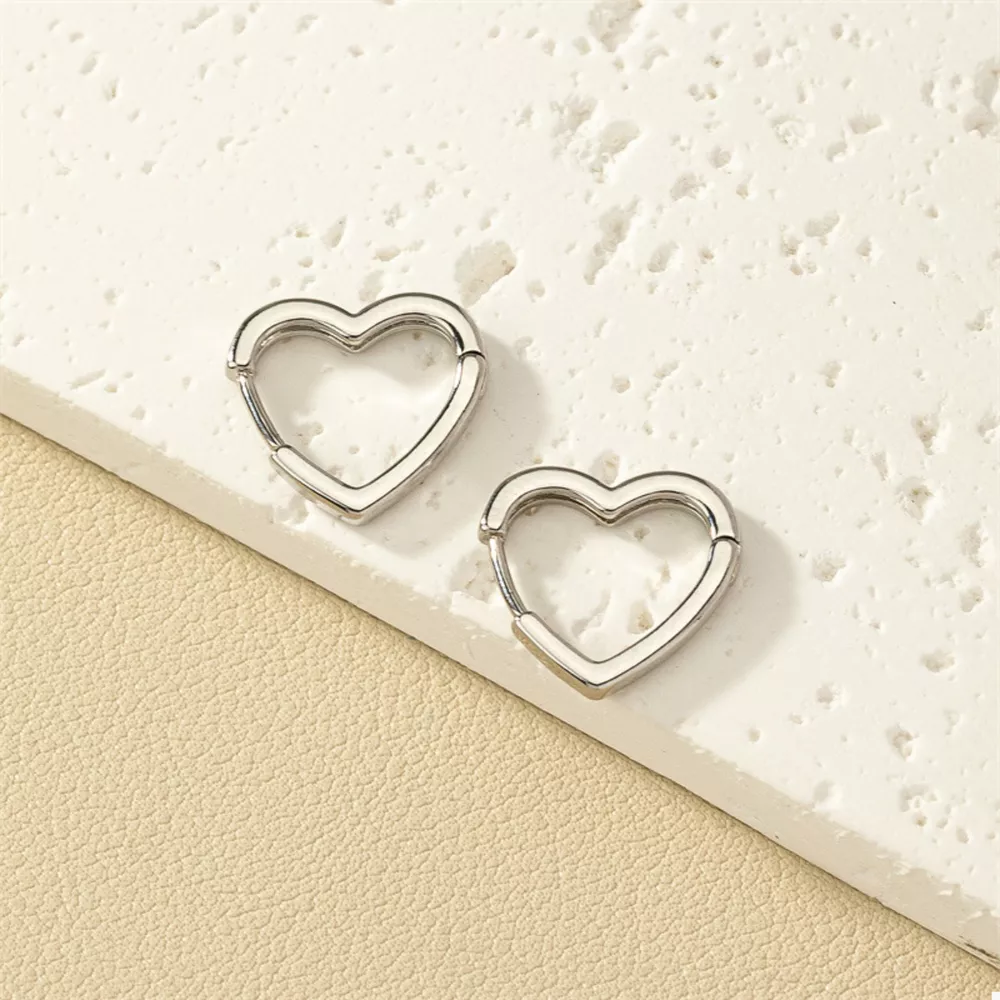 Alloy Heart Shape Hoop Earrings, image 8