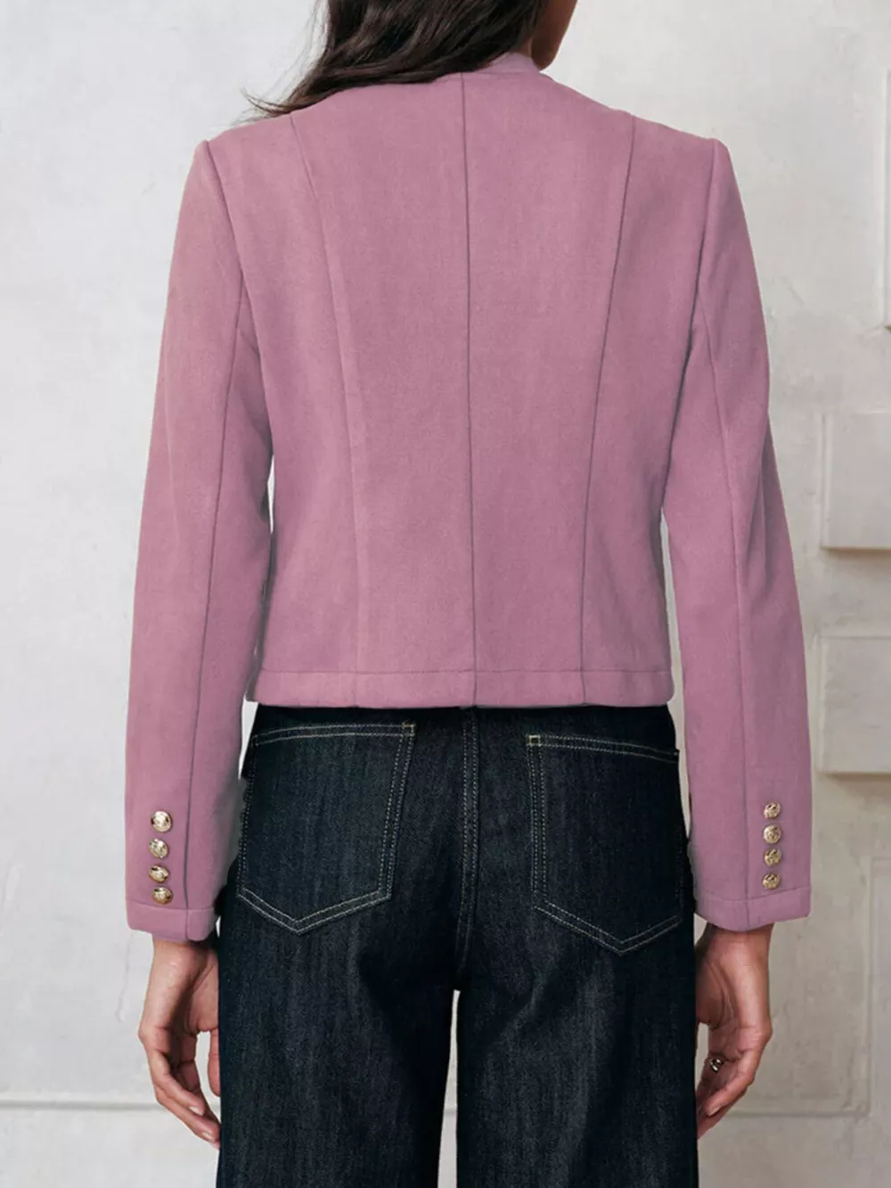 Round Neck Button Up Blazer, image 4
