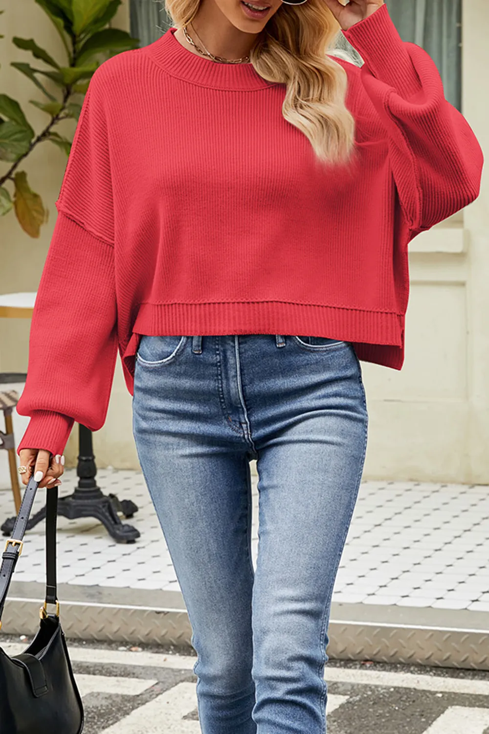 Round Neck Dropped Shoulder Sweater, image 29