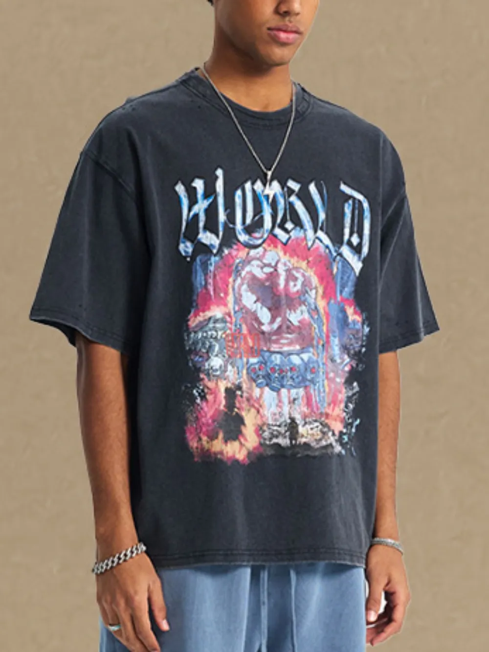 Men's Graphic Round Neck Half Sleeve T-Shirt, image 3