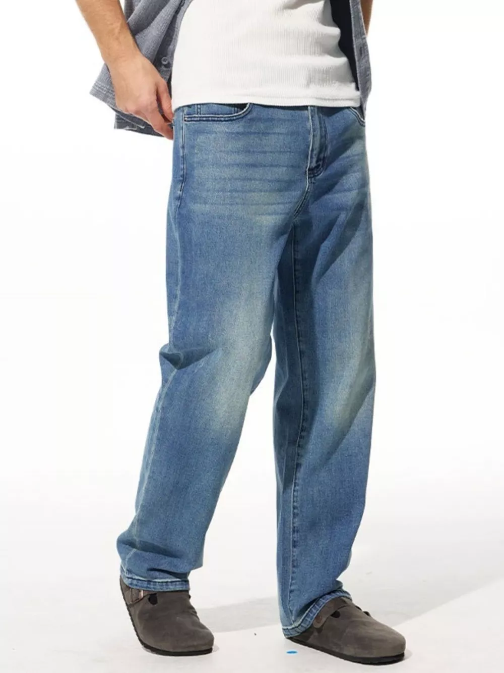 Men's Washed Wide Leg Jeans, image 2