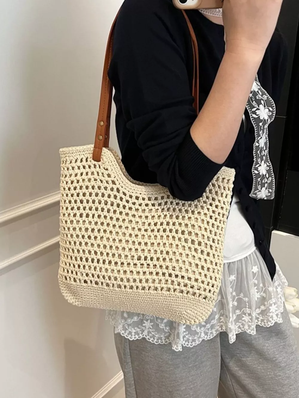 Woven Straw Shoulder Bag, image 6