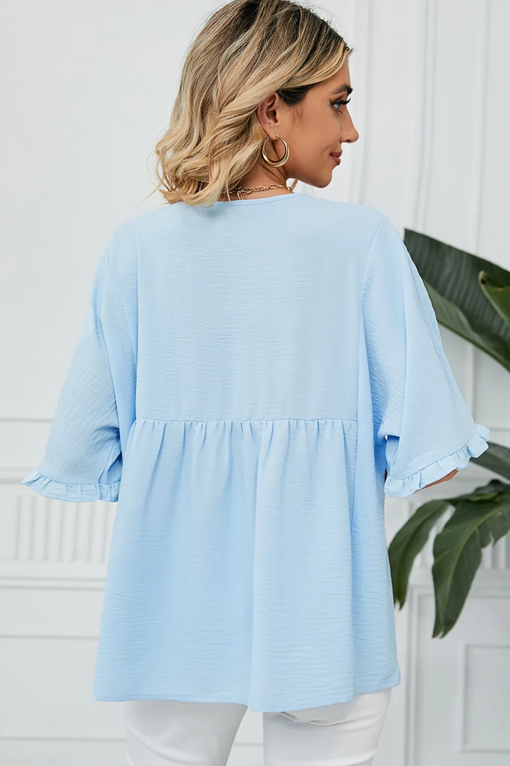 Peplum V-Neck Half Sleeve T-Shirt, image 7