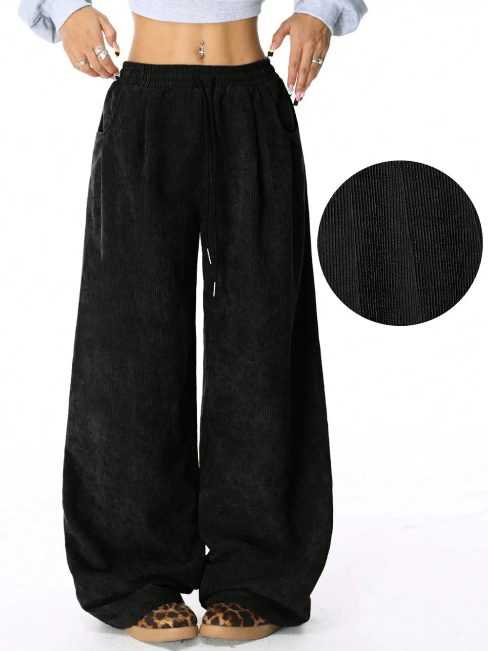 Drawstring Wide Leg Pants, image 3