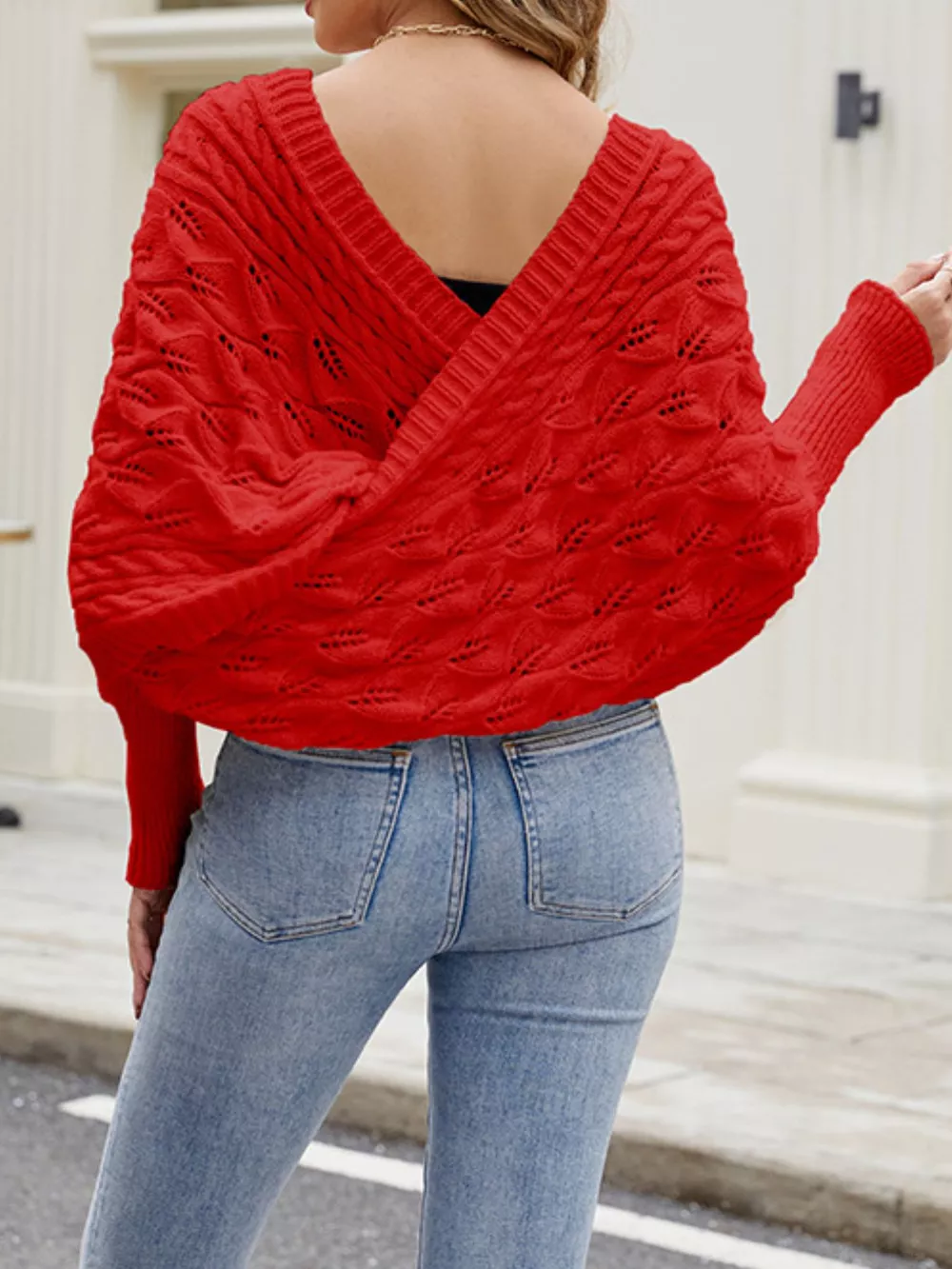 Cable Knit Batwing Sleeve Sweater, image 9