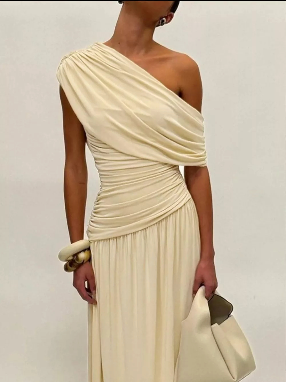 One-Shoulder Ruched Maxi Dress, image 3