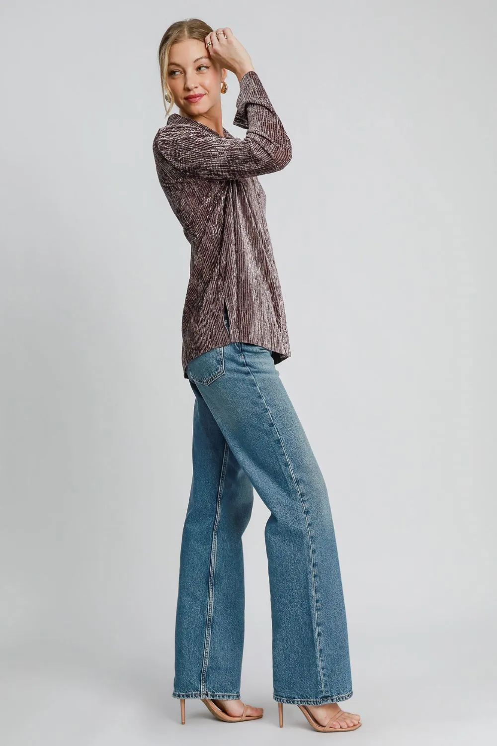 Side Slit Texture Button Up Shirt, image 5