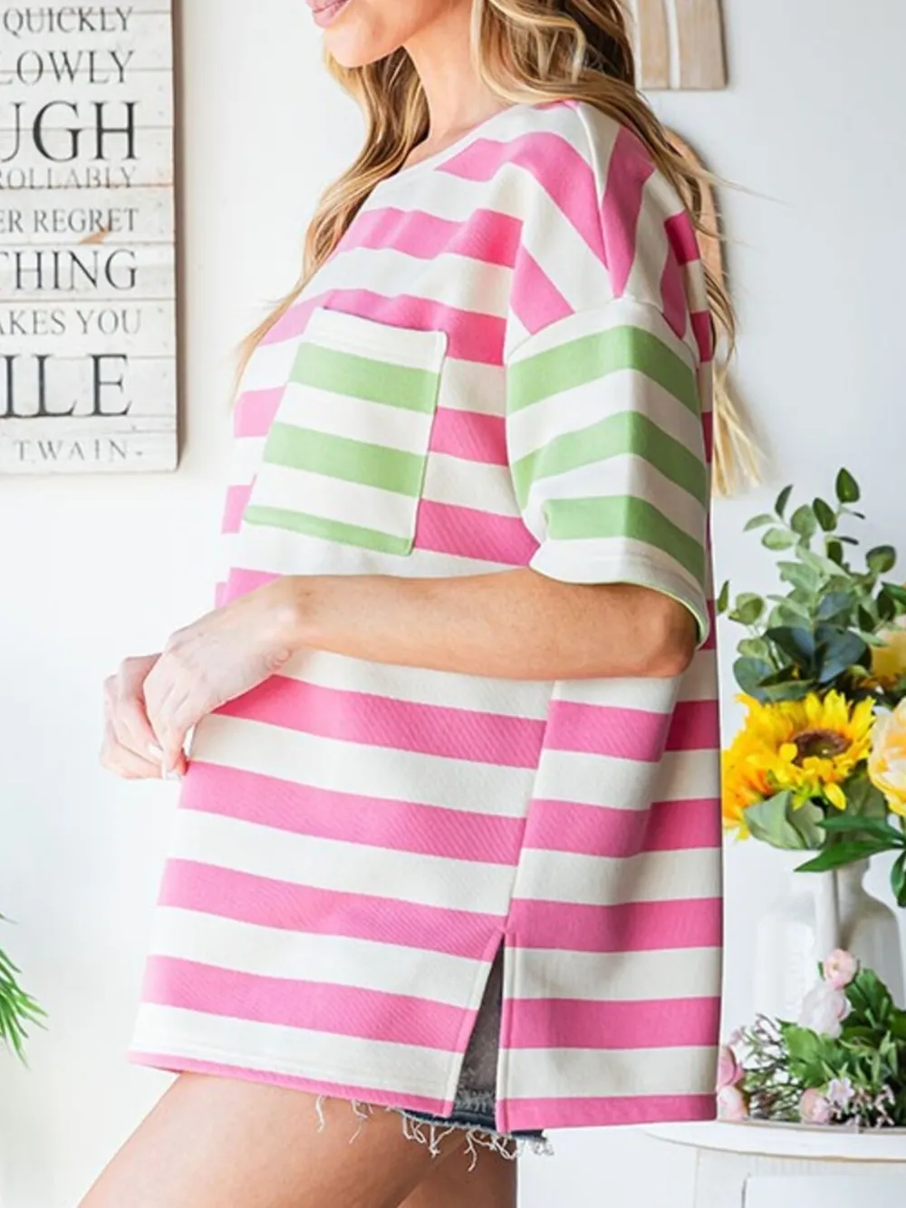 Striped Oversized Short Sleeve T-Shirt, image 5