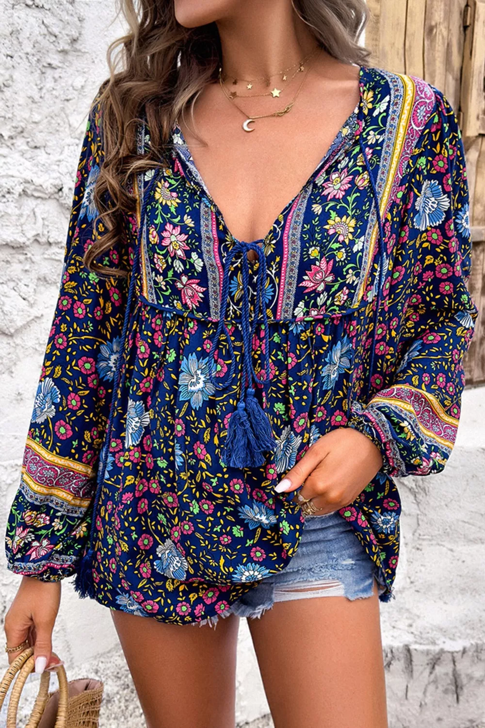 Floral Print Tie Neck Blouse, image 6