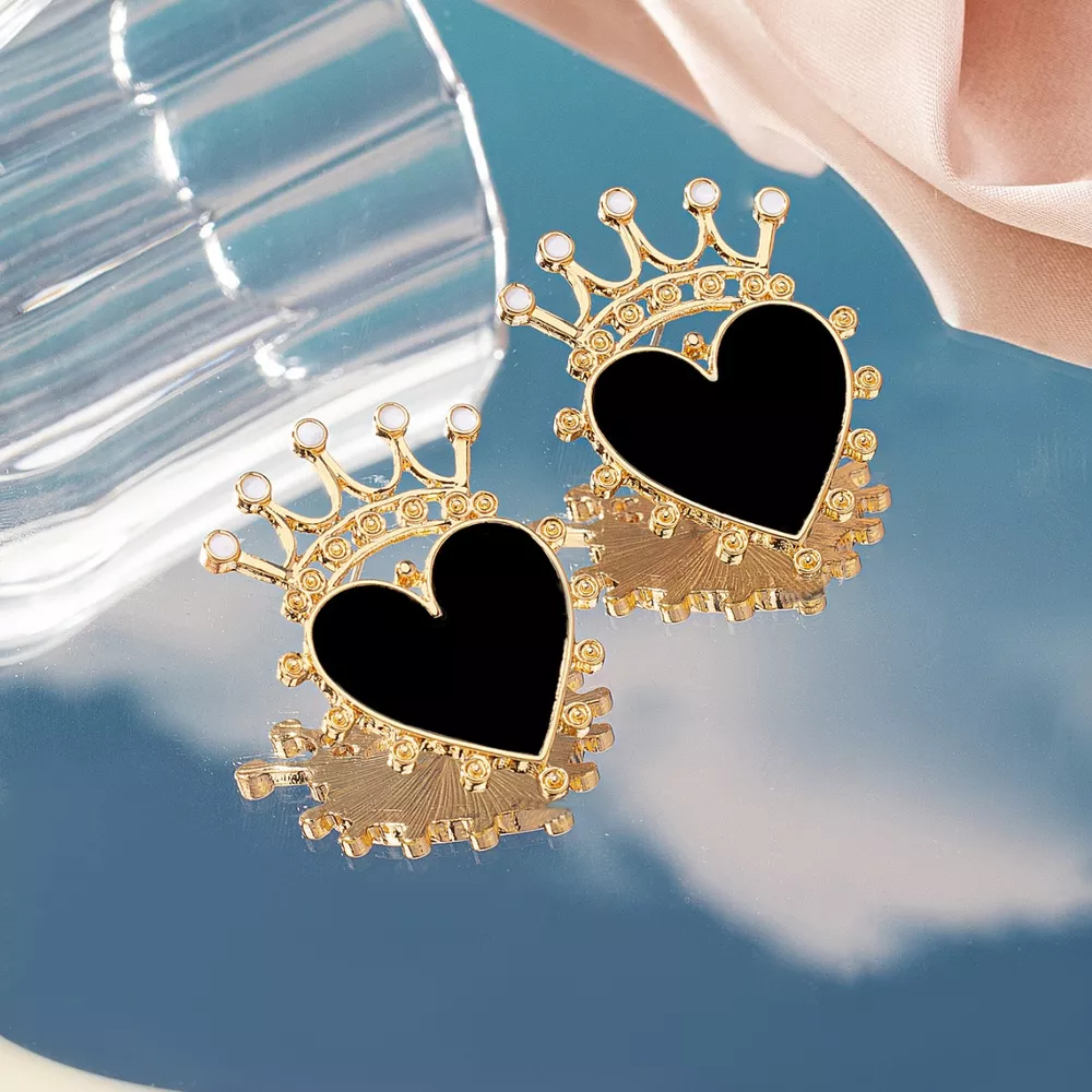 Crown Heart Stud Earrings, image 4