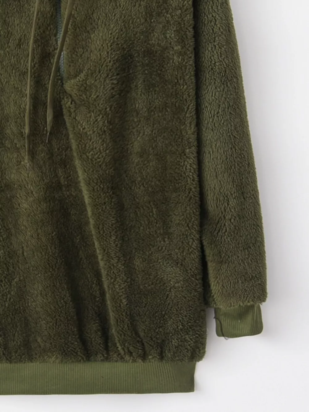 Full Size Half Zip Drawstring Fleece Hoodie Plus Size, image 16